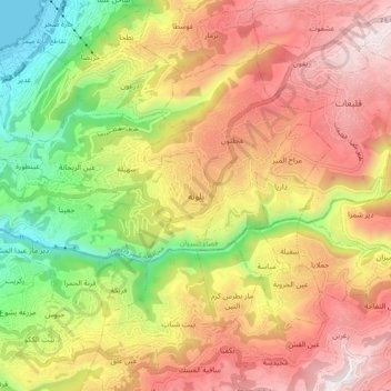 Ballouneh topographic map, elevation, terrain