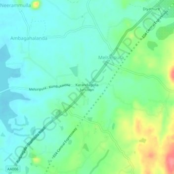 Karandagolla Junction topographic map, elevation, terrain