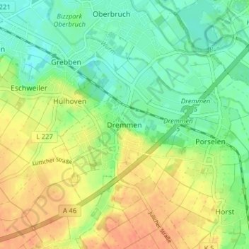Dremmen topographic map, elevation, terrain