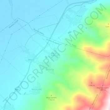 Kuç i Zi topographic map, elevation, terrain