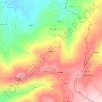 Lavacido topographic map, elevation, terrain