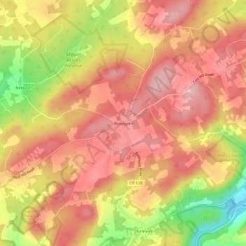 Woodglen topographic map, elevation, terrain