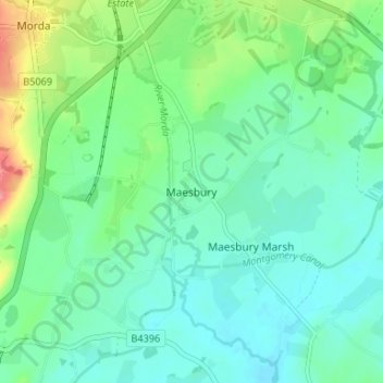 Maesbury topographic map, elevation, terrain