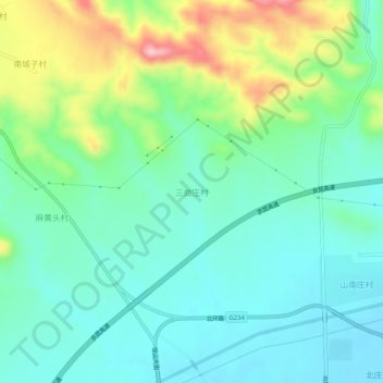Sanquzhuangcun topographic map, elevation, terrain