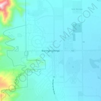 Borrego Springs topographic map, elevation, terrain