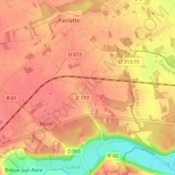 Le Mesnil topographic map, elevation, terrain
