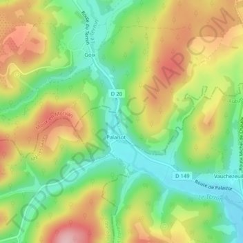Palaizot topographic map, elevation, terrain