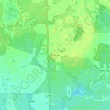 Buchanan topographic map, elevation, terrain