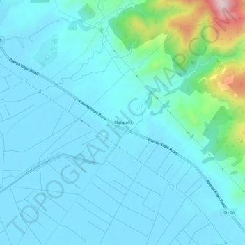 Matatoki topographic map, elevation, terrain