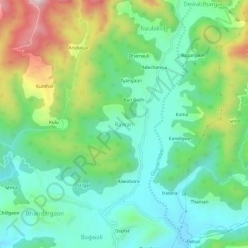 Rawari topographic map, elevation, terrain