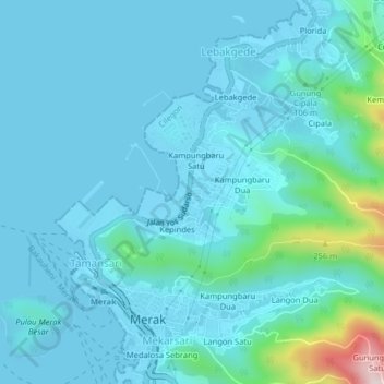 Sabrang topographic map, elevation, terrain