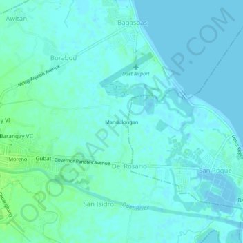 Mandulongan topographic map, elevation, terrain