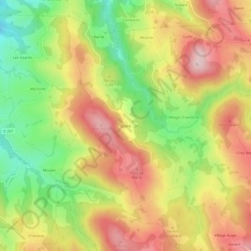 Épalle topographic map, elevation, terrain