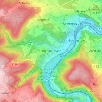 Obermaubach topographic map, elevation, terrain