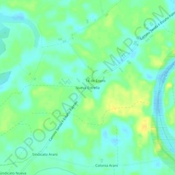 Nueva Estrella topographic map, elevation, terrain
