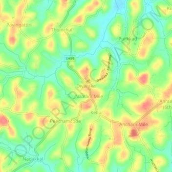 Dwaraka topographic map, elevation, terrain