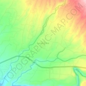 Santa Rosa topographic map, elevation, terrain