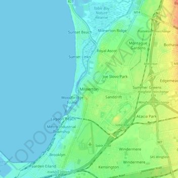 Milnerton topographic map, elevation, terrain