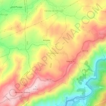 Folhadosa topographic map, elevation, terrain