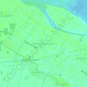 Uddandrayanipalem topographic map, elevation, terrain