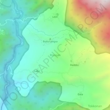 Rosoan topographic map, elevation, terrain