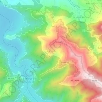 Aït Halli topographic map, elevation, terrain