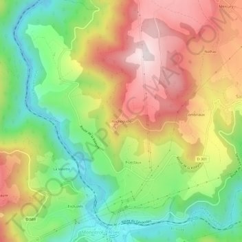 Rochegude topographic map, elevation, terrain