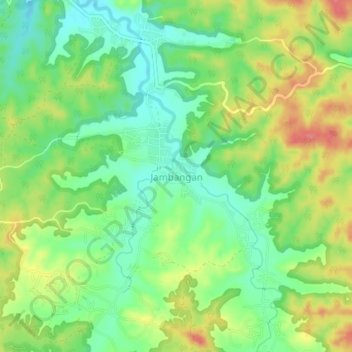 Jambangan topographic map, elevation, terrain