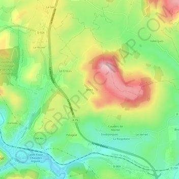 Mons topographic map, elevation, terrain