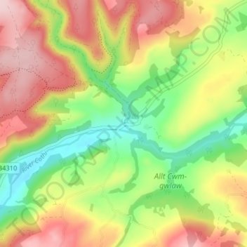 Abergorlech topographic map, elevation, terrain