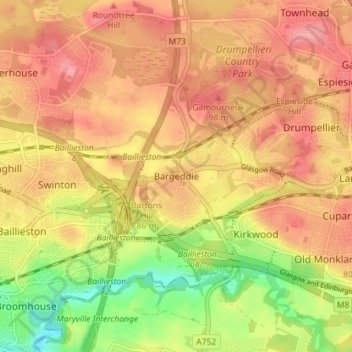 Bargeddie topographic map, elevation, terrain