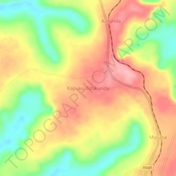 Kapuku Tshikunda topographic map, elevation, terrain