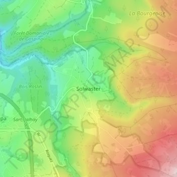 Solwaster topographic map, elevation, terrain