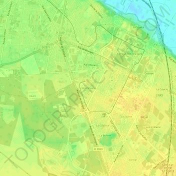 CHU Orléans topographic map, elevation, terrain