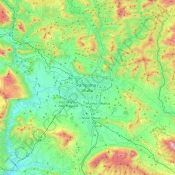 Pamplona topographic map, elevation, terrain