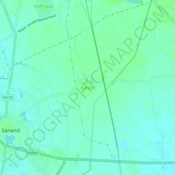 Kaneti topographic map, elevation, terrain