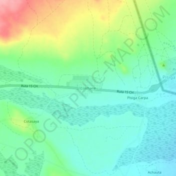 Colchane topographic map, elevation, terrain