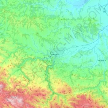 Valjevo topographic map, elevation, terrain