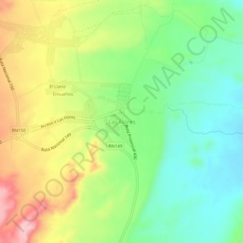 Las Flores topographic map, elevation, terrain