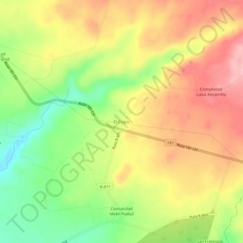 El Coipo topographic map, elevation, terrain