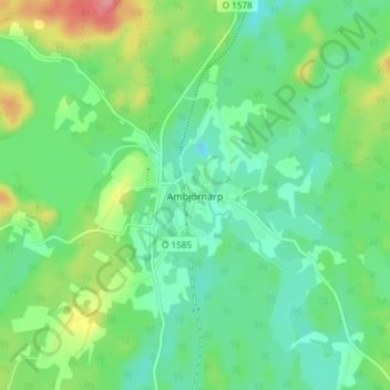 Ambjörnarp topographic map, elevation, terrain