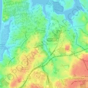 Setauket topographic map, elevation, terrain