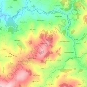 Saint-Pierre topographic map, elevation, terrain