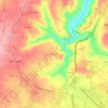 Alcolombal topographic map, elevation, terrain