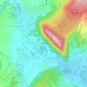 La Petite Balme topographic map, elevation, terrain
