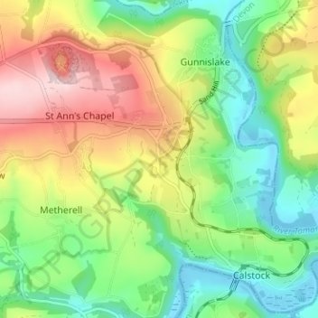 Albaston topographic map, elevation, terrain