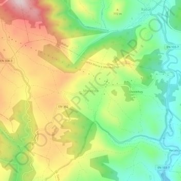 Meixedo topographic map, elevation, terrain