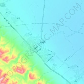 گله دار topographic map, elevation, terrain