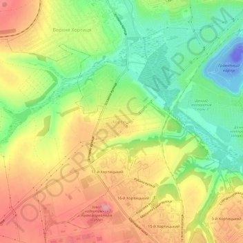Khortytsia topographic map, elevation, terrain