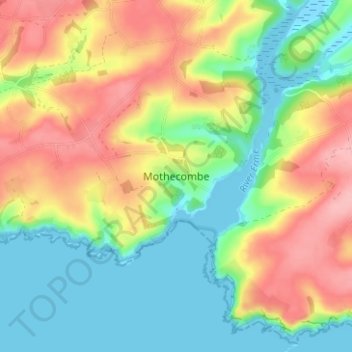Mothecombe topographic map, elevation, terrain